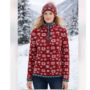 Neve Jane 1/4 Zip  Pullover Merino Wool Sweater in Tango M NWOT